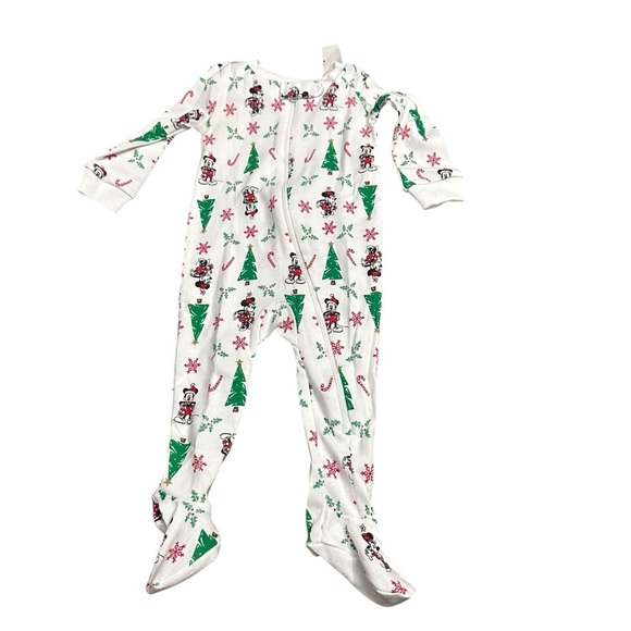 Janie and Jack Other - Janie and Jack Disney White and Green Holiday Footie